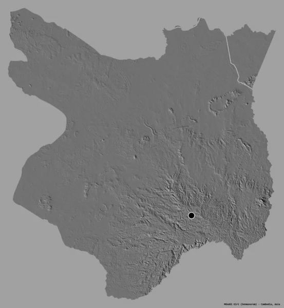 Forma Mondol Kiri Provincia Camboya Con Capital Aislada Sobre Fondo — Foto de Stock