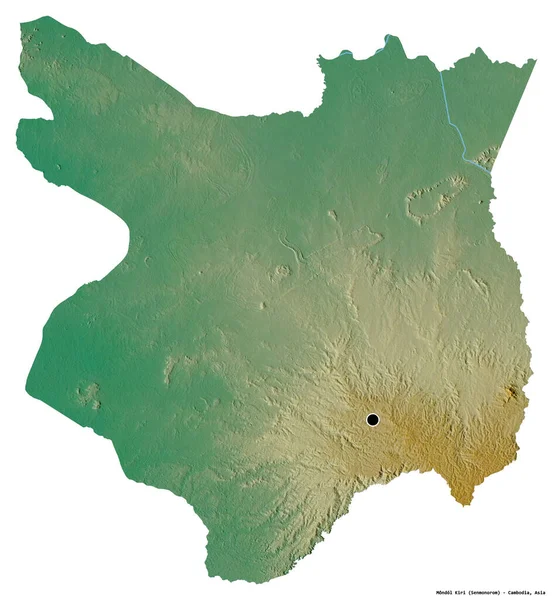 Alakja Mondol Kiri Kambodzsa Tartomány Főváros Elszigetelt Fehér Alapon Topográfiai — Stock Fotó