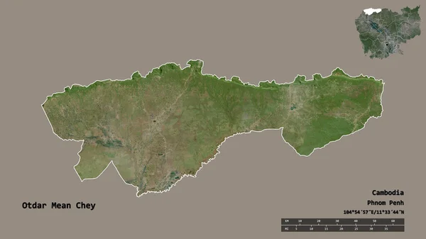 Kształt Otdar Mean Chey Prowincja Kambodży Stolicą Odizolowaną Solidnym Tle — Zdjęcie stockowe