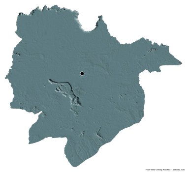 Kamboçya 'nın başkenti Preah Vihear' ın beyaz arka planda izole edilmiş hali. Renkli yükseklik haritası. 3B görüntüleme