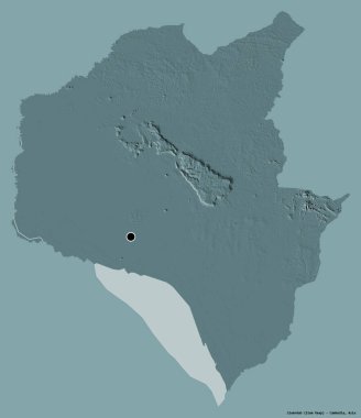 Kamboçya 'nın Siemreab eyaleti, başkenti katı renk arkaplanı ile izole edilmiştir. Renkli yükseklik haritası. 3B görüntüleme