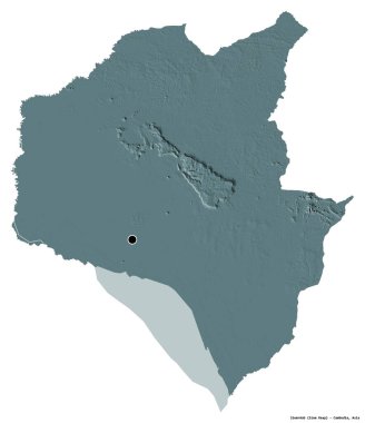 Siemreab, Kamboçya eyaleti, başkenti beyaz arka planda izole edilmiştir. Renkli yükseklik haritası. 3B görüntüleme