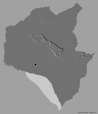 Kamboçya 'nın Siemreab eyaleti, başkenti katı renk arkaplanı ile izole edilmiştir. Çift seviyeli yükseklik haritası. 3B görüntüleme