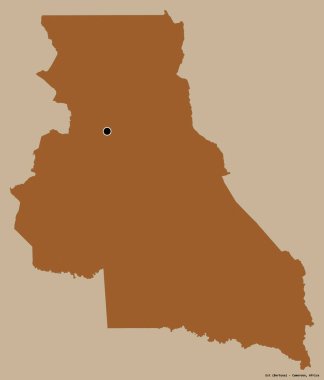 Kamerun Bölgesi, Est 'in şekli, başkenti katı renk arkaplanı ile izole edilmiştir. Desenli dokuların bileşimi. 3B görüntüleme