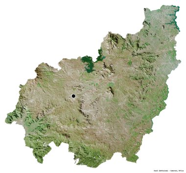 Kamerun 'un başkenti Ouest' in beyaz arka planda izole edilmiş hali. Uydu görüntüleri. 3B görüntüleme