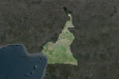 Kamerun 'un şekli komşu bölgelerin dedoygunluğuyla ayrılır. Uydu görüntüleri. 3B görüntüleme