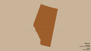 Alberta bölgesi, Kanada eyaleti, jeoreferatlı bir sınır kutusunda sağlam bir arka planda izole edilmiş. Etiketler. Desenli dokuların bileşimi. 3B görüntüleme