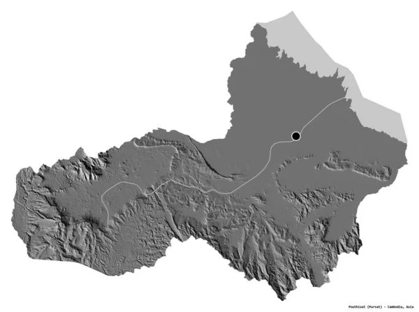 Forma Pouthisat Provincia Camboya Con Capital Aislada Sobre Fondo Blanco — Foto de Stock