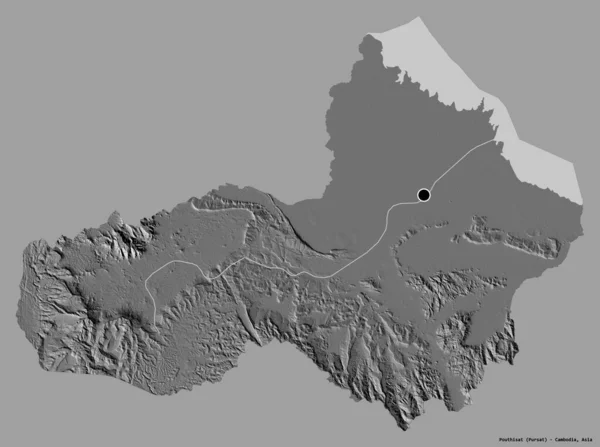 Forma Pouthisat Provincia Camboya Con Capital Aislada Sobre Fondo Color — Foto de Stock
