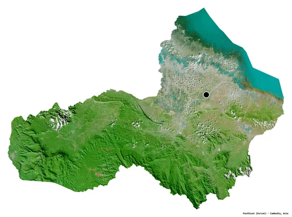 Форма Путісат Провінція Камбоджа Столицею Ізольованою Білому Тлі Супутникові Знімки — стокове фото