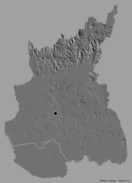 Forma Rotanokiri Provincia Camboya Con Capital Aislada Sobre Fondo Color — Foto de Stock