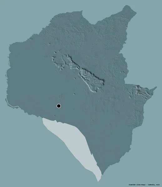 Forma Siemreab Provincia Camboya Con Capital Aislada Sobre Fondo Color — Foto de Stock