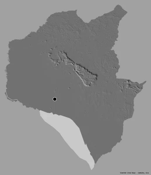 Forma Siemreab Provincia Camboya Con Capital Aislada Sobre Fondo Color — Foto de Stock