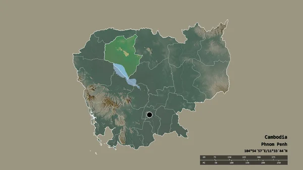 Forma Desnaturalizada Camboya Con Capital División Regional Principal Zona Separada — Foto de Stock