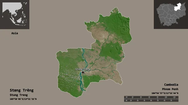 Форма Stng Treng Провинция Камбоджа Столица Шкала Расстояний Предварительные Просмотры — стоковое фото