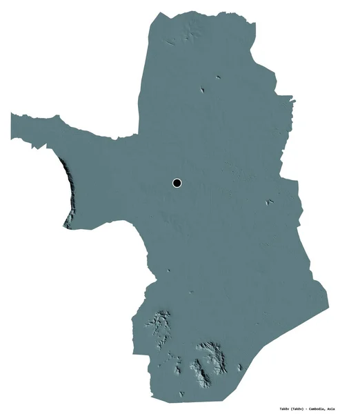 Форма Такева Провинции Камбоджа Столицей Изолированной Белом Фоне Цветная Карта — стоковое фото