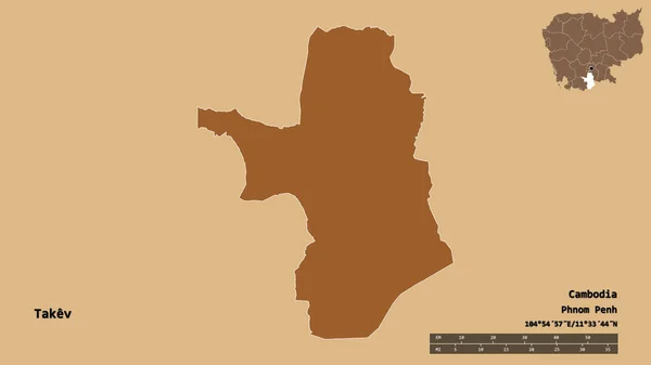 Forma Takev Provincia Camboya Con Capital Aislada Sobre Fondo Sólido —  Fotos de Stock