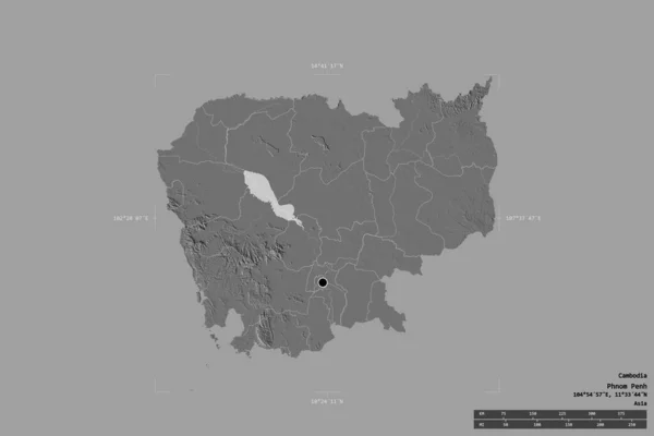 Área Camboya Aislada Sobre Fondo Sólido Una Caja Confinamiento Georeferenciada — Foto de Stock
