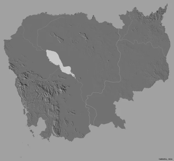 Forma Camboya Con Capital Aislado Sobre Fondo Color Sólido Mapa — Foto de Stock