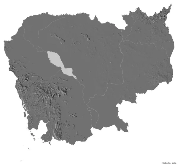 Gestalt Kambodschas Mit Seiner Hauptstadt Isoliert Auf Weißem Hintergrund Karte — Stockfoto