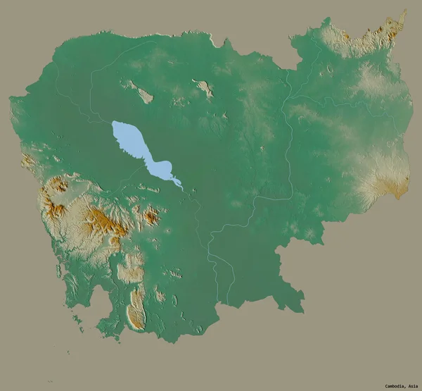 Forma Camboya Con Capital Aislado Sobre Fondo Color Sólido Mapa — Foto de Stock