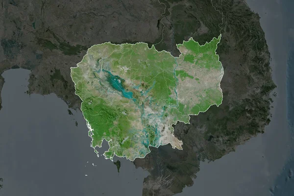 Forma Camboya Separada Por Desaturación Las Áreas Vecinas Fronteras Imágenes — Foto de Stock