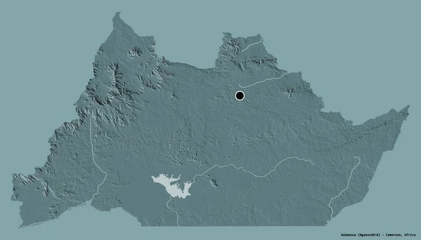 喀麦隆阿达马乌阿的形状 其首都以纯色背景隔离 彩色高程图 3D渲染 — 图库照片