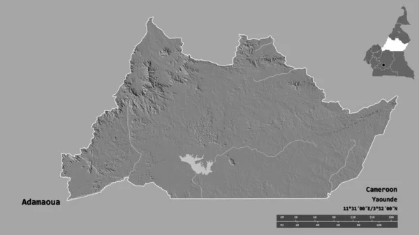 Форма Адамауа Региона Камеруна Столицей Изолированной Твёрдом Фоне Дистанционный Масштаб — стоковое фото