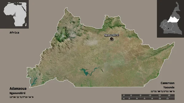 Form Von Adamaoua Region Von Kamerun Und Seiner Hauptstadt Entfernungsskala — Stockfoto