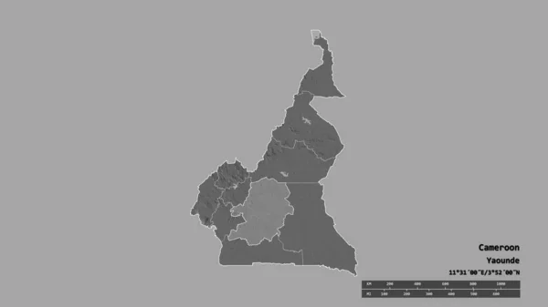 Desaturated Shape Cameroon Its Capital Main Regional Division Separated Centre — Stock Photo, Image