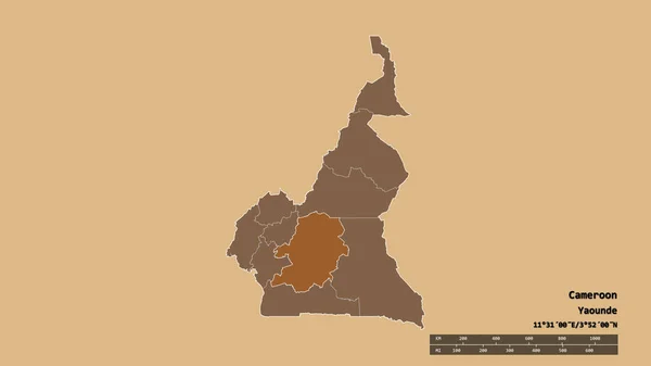 Forma Dessaturada Dos Camarões Com Sua Capital Principal Divisão Regional — Fotografia de Stock