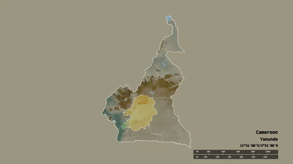 Forme Désaturée Cameroun Avec Capitale Principale Division Régionale Zone Séparée — Photo