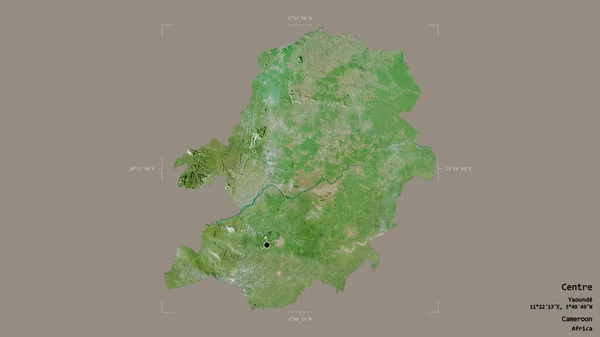 中部地区 喀麦隆地区 孤立在一个坚实的背景下 在一个地理参照框 卫星图像 3D渲染 — 图库照片