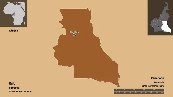 Form Est Regionen Kamerun Och Dess Huvudstad Avståndsskala Förhandsvisningar Och — Stockfoto