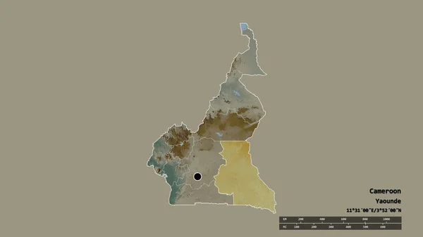 Forme Désaturée Cameroun Avec Capitale Principale Division Régionale Zone Est — Photo