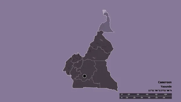 Forma Dessaturada Camarões Com Sua Capital Principal Divisão Regional Área — Fotografia de Stock