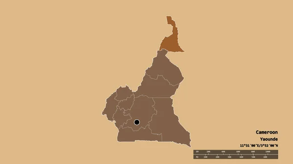 Forma Desolata Del Camerun Con Suo Capoluogo Principale Divisione Regionale — Foto Stock