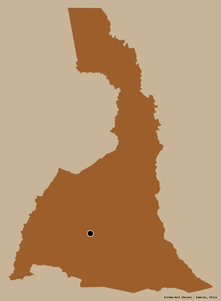 喀麦隆地区的极北形状 其首都以纯色背景隔离 图形纹理的组成 3D渲染 — 图库照片