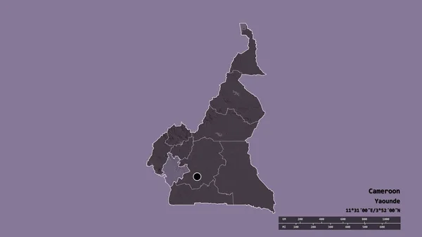 Обесцвеченная Форма Камеруна Столицей Главным Региональным Делением Отделенной Прибрежной Зоной — стоковое фото
