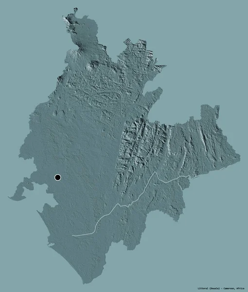 Forme Littoral Région Cameroun Avec Capitale Isolée Sur Fond Couleur — Photo