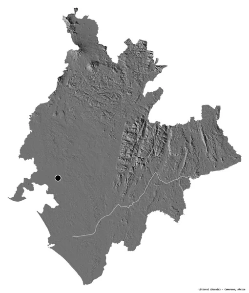 Forma Litoral Región Camerún Con Capital Aislada Sobre Fondo Blanco — Foto de Stock