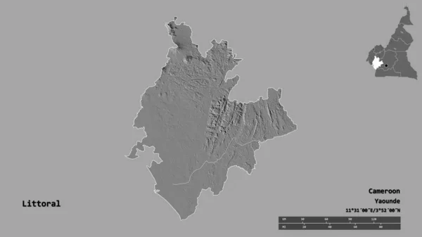Forme Littoral Région Cameroun Avec Capitale Isolée Sur Fond Solide — Photo