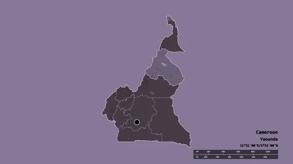 Forme Désaturée Cameroun Avec Capitale Principale Division Régionale Zone Nord — Photo