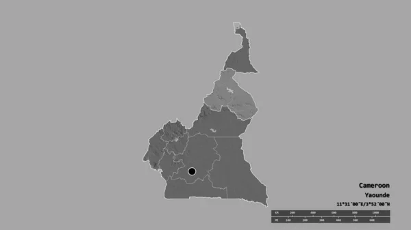 Forma Dessaturada Dos Camarões Com Sua Capital Principal Divisão Regional — Fotografia de Stock