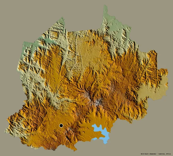 Forma Nord Ouest Região Camarões Com Sua Capital Isolada Fundo — Fotografia de Stock