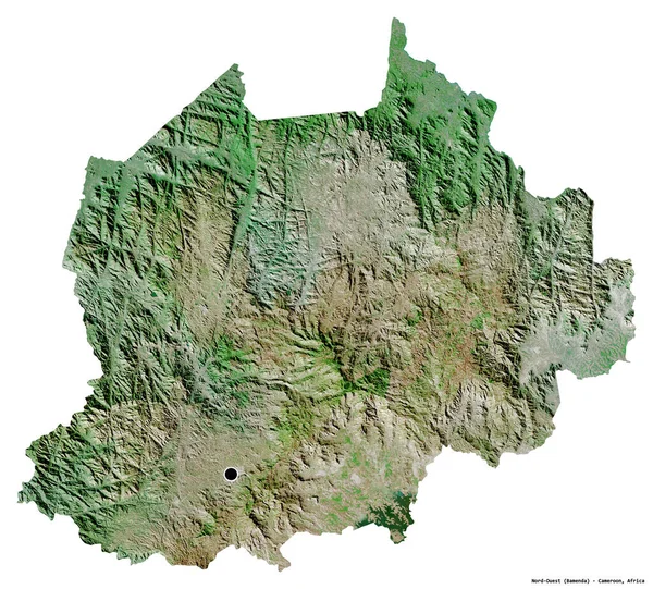 Formen För Nord Ouest Regionen Kamerun Med Huvudstaden Isolerad Vit — Stockfoto