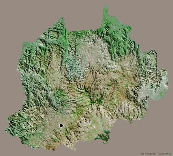 Shape Nord Ouest Region Cameroon Its Capital Isolated Solid Color — Stock Photo, Image