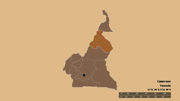 Forme Désaturée Cameroun Avec Capitale Principale Division Régionale Zone Nord — Photo