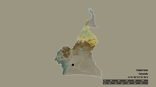 Forme Désaturée Cameroun Avec Capitale Principale Division Régionale Zone Nord — Photo