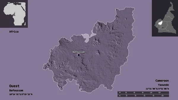 Shape Ouest Region Von Kamerun Und Seine Hauptstadt Entfernungsskala Vorschau — Stockfoto